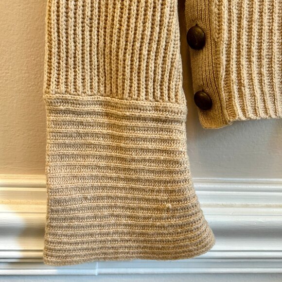 INTERMIX Haley Wool Cashmere Sweater V Neck with Button Detail & Bell Sleeve XS - Picture 8 of 12
